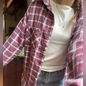 Vintage Brandy Melville Flannel Plaid Button Up OneSize